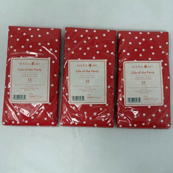 Mara Mi Paper Napkins Guest Towels Decoupage 3 Ply Red White Polka Dot Mod Podge - Picture 1 of 3